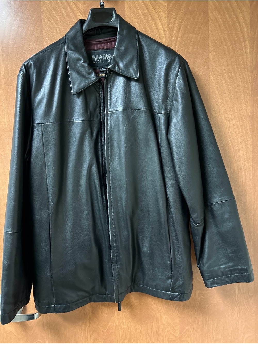 Wilsons Leather Men's Black Leather Zip Jacket with Classic Collar